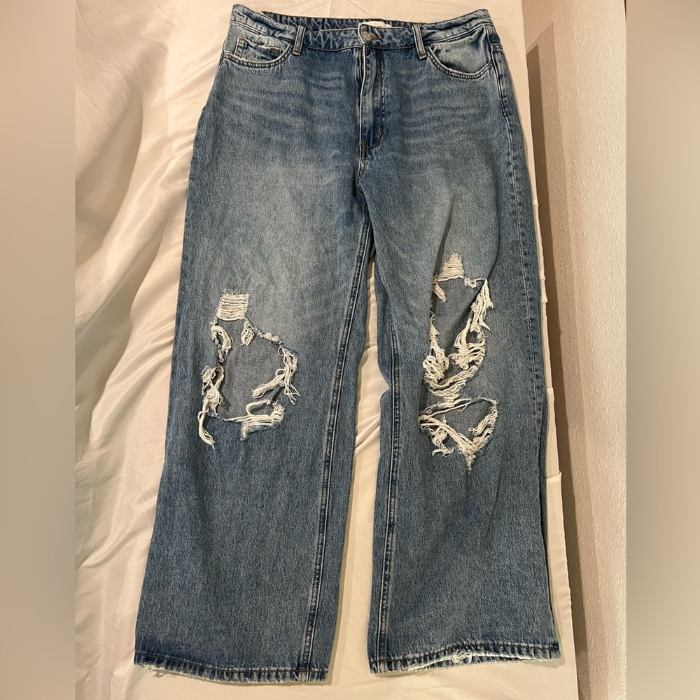 Women’s plus Vervet Flying Monkey high waisted wide leg distressed jeans size 32